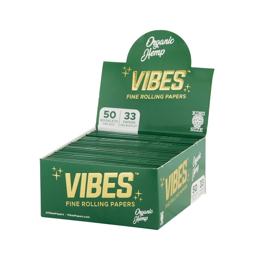 VIBES King Size Slim Rolling Papers Organic Hemp 50 pack