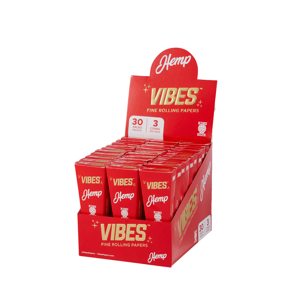 VIBES Cones Red 3 pack King Size Hemp 30 pack