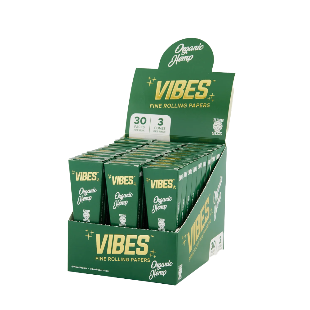 VIBES Cones Green 3 pack King Size Organic Hemp x 30