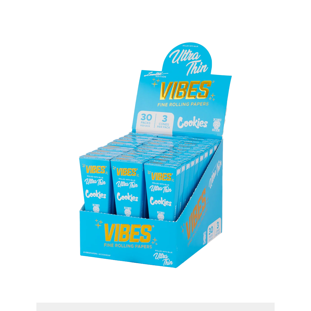 VIBES X Cookies King Size Blue CONE 3 pack x 30 pack