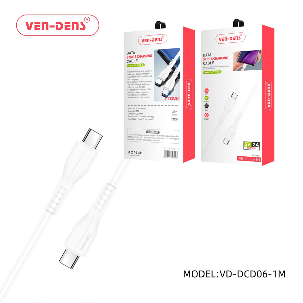 Ven-Dens-Type-C-to-Type-C-2A-Charging-and-Data-Sync-Cable-(DCD06-1M)