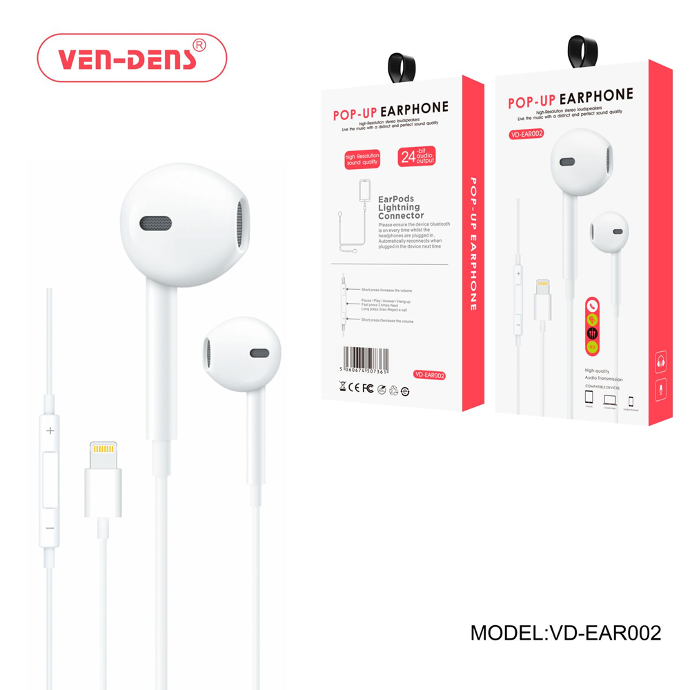 Ven Dens Pop Up Lightning Earphones Handsfree (EAR002) x 1
