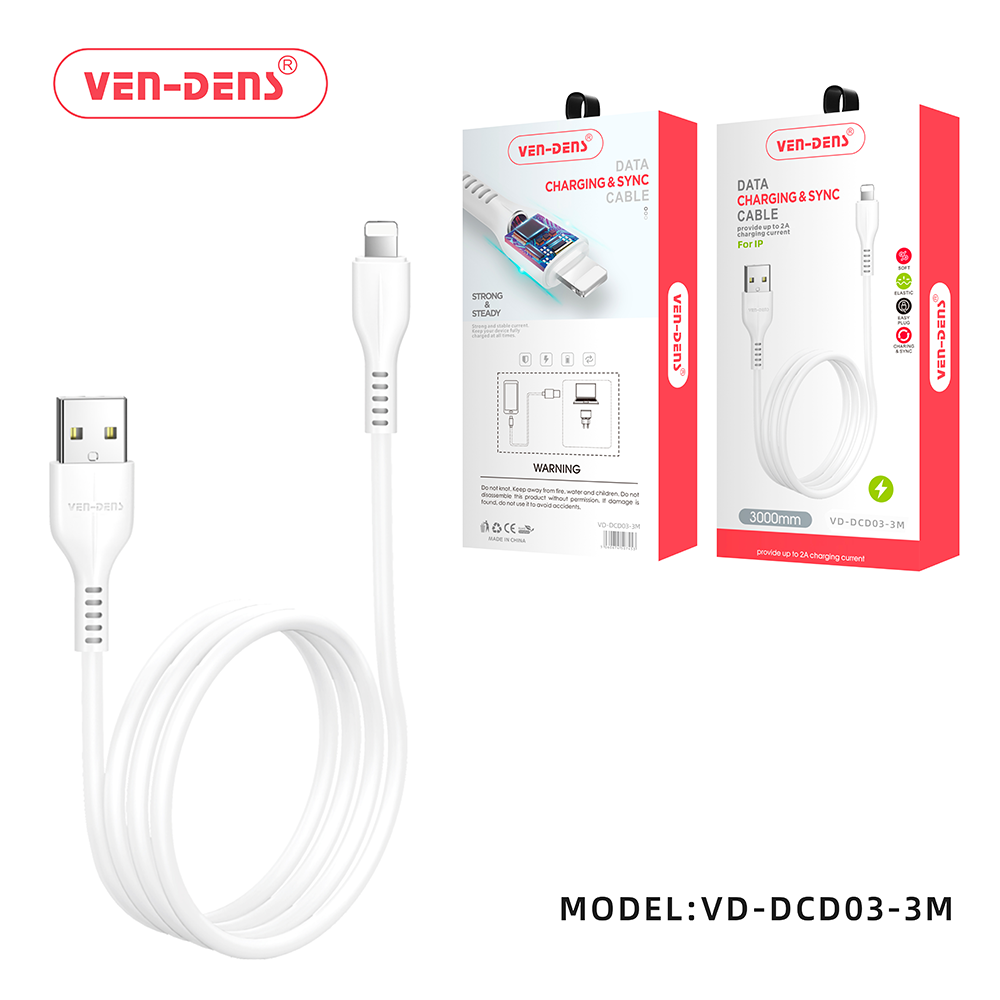 Ven-Dens-USB-to-IP-Charging-Cable-3000mm-(DCD03-3M)