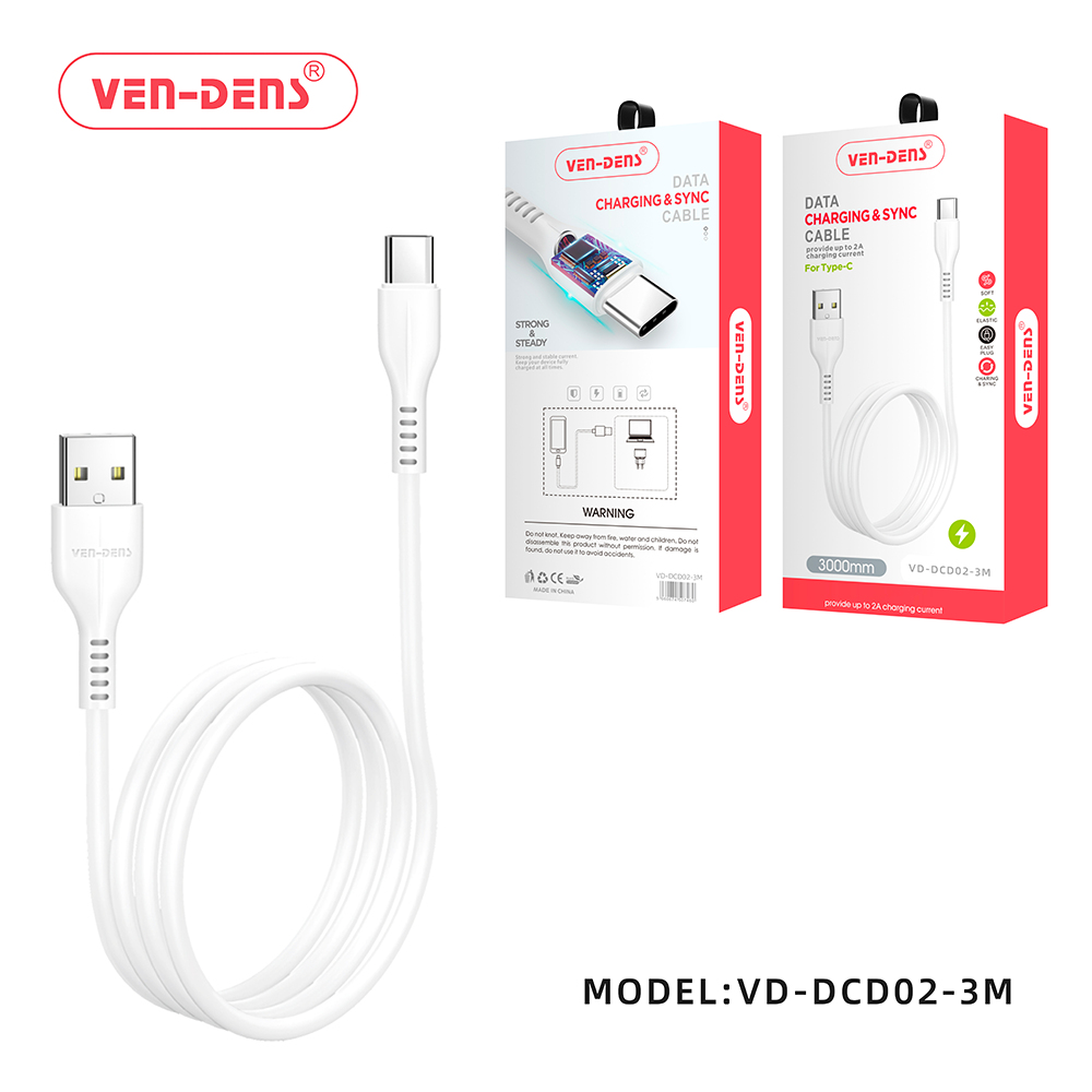 Ven Dens USB to Type C Charging Cable 3m 3000mm (DCD02-3M) x 1