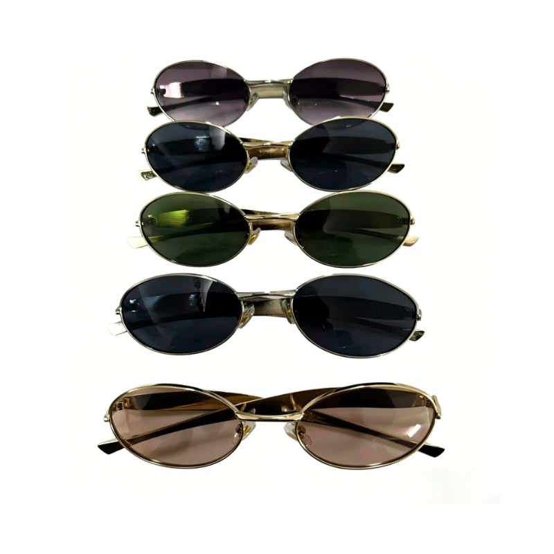 Retro Slim Oval Metal Sunglasses | Vintage 90s Aesthetic full box 12 pack