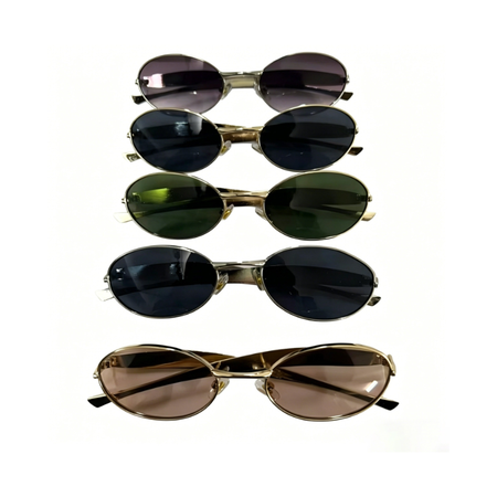 Retro Slim Oval Metal Sunglasses | Vintage 90s Aesthetic full box 12 pack