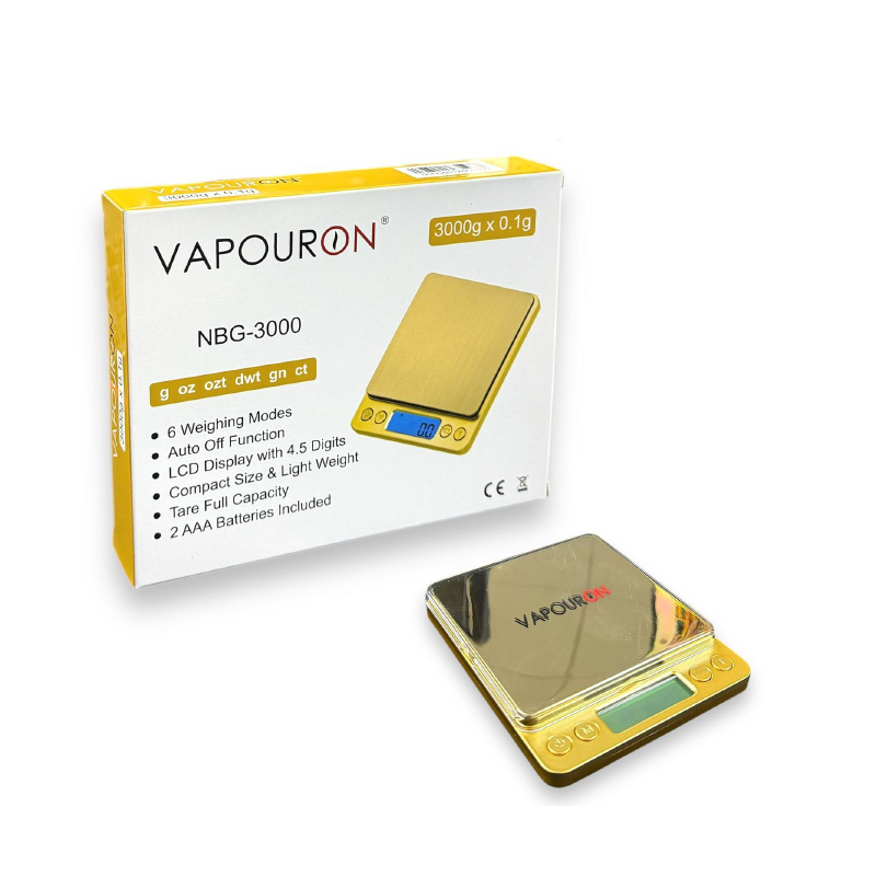 Vapouron Digital Pocket Scale 3000g x 0.1g – Gold Precision Weighing Scale (NBG-3000)