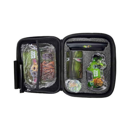 Zipper Set Smoking with Ashtray, Grinder, Tray and Containers Gift Set - Weed War 420