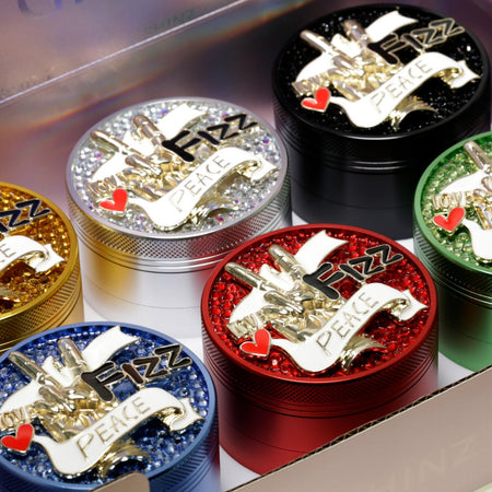 D&K Herb Metal Crystal Grinder Love Peace 63mm 6 Pack