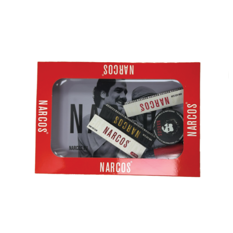 NARCOS ROLLING TRAY WHITE EDITION GiftBox Medium 19cm x 29cm Lighter / Grinder/ Kingsize Paper