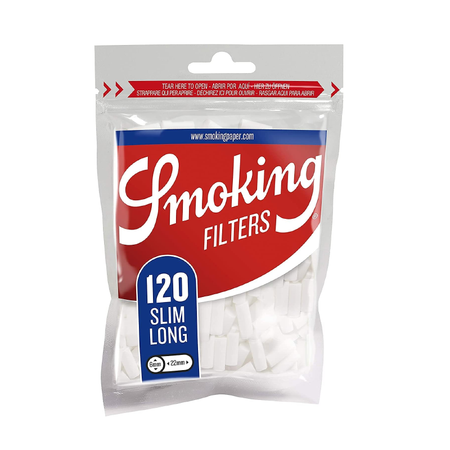 Smoking Slim Long Filters, Gummed, 6 x 22 mm, 120 per bag - 1 box - 10 bags
