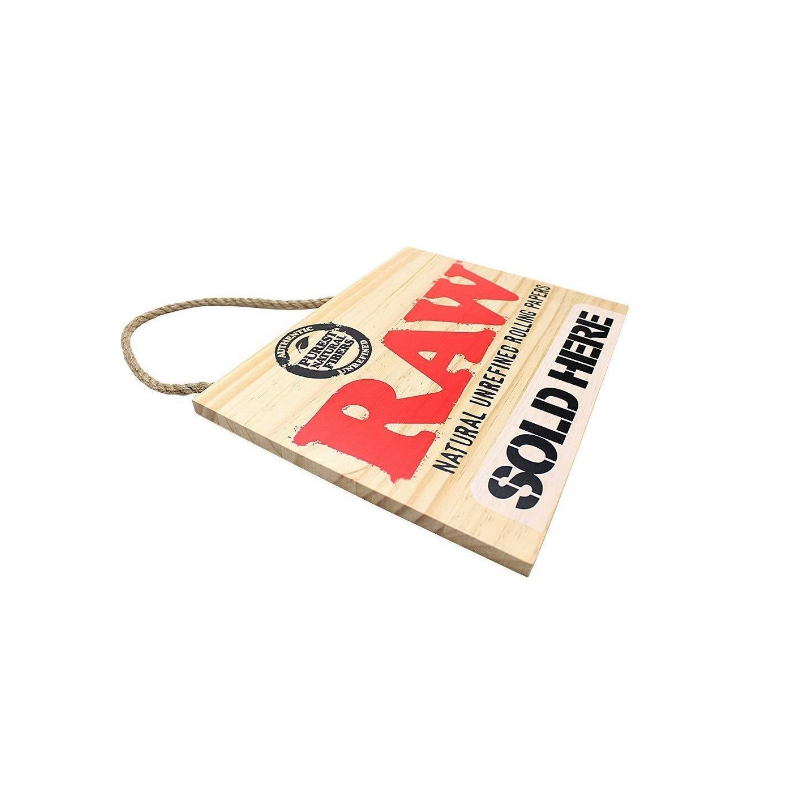 Raw "Sold Here" Wood Sign  12" x 9"