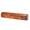 Wooden Coffin Incense Stick Cone Burner Holder Stand with Storage Compartment Ash Catcher