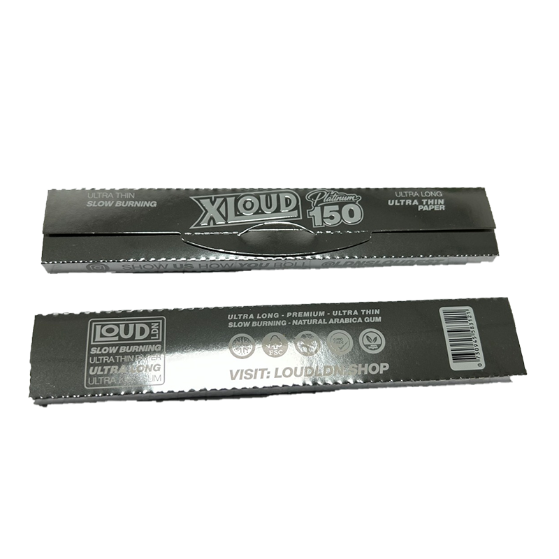 XLOUD Platinum 150 Ultra King Size Rolling Papers – Slow Burning, Ultra Thin | 32 Papers + 32 Roaches | Display of 24 Packs