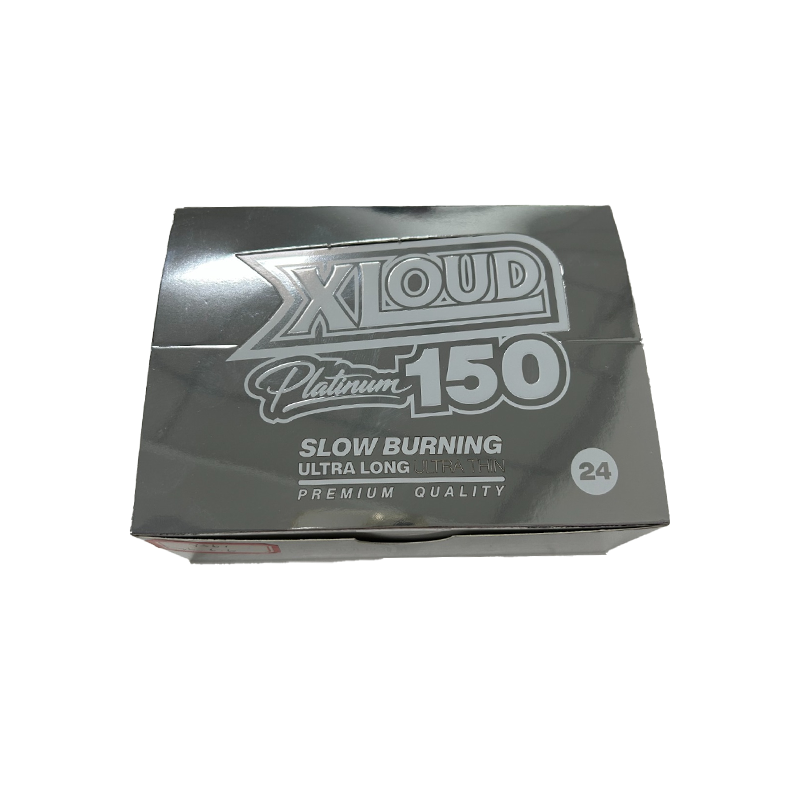 XLOUD Platinum 150 Ultra King Size Rolling Papers – Slow Burning, Ultra Thin | 32 Papers + 32 Roaches | Display of 24 Packs
