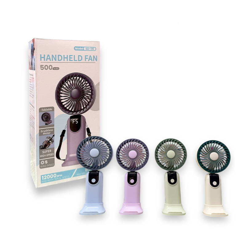 5-Speed Foldable Rechargeable Display Fan – USB Type-C Portable Handheld & Desktop Cooling Fan | YL5615A S26