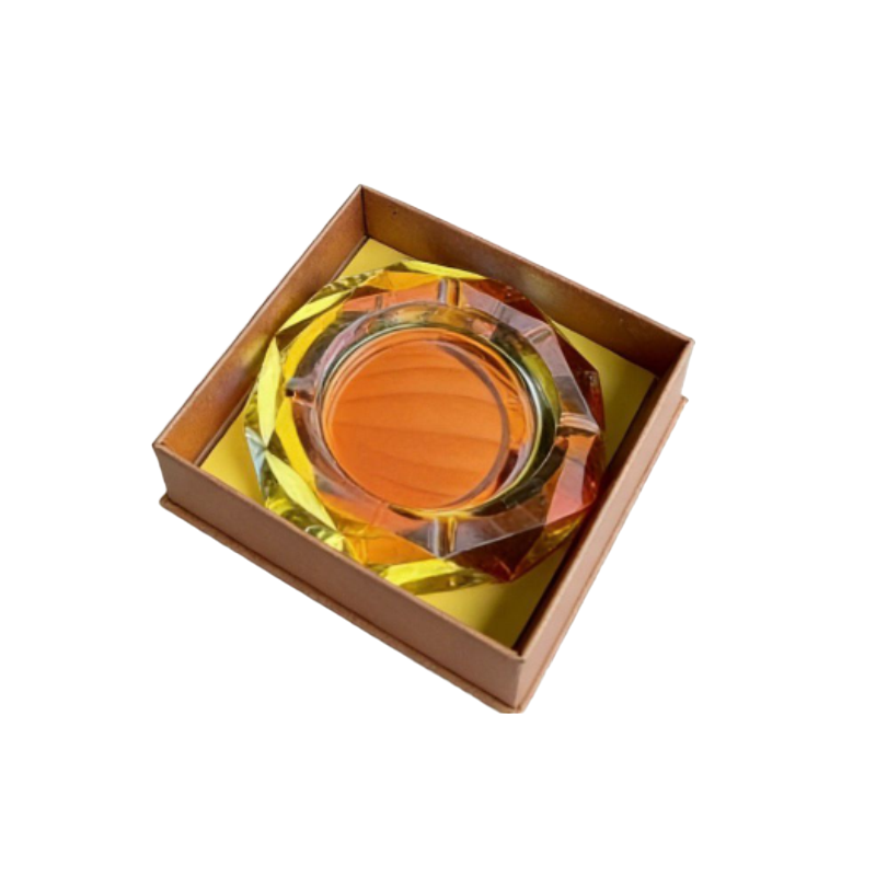 Yellow Color Glass High Quality Heavy Round Ashtray - in display box SS-3313