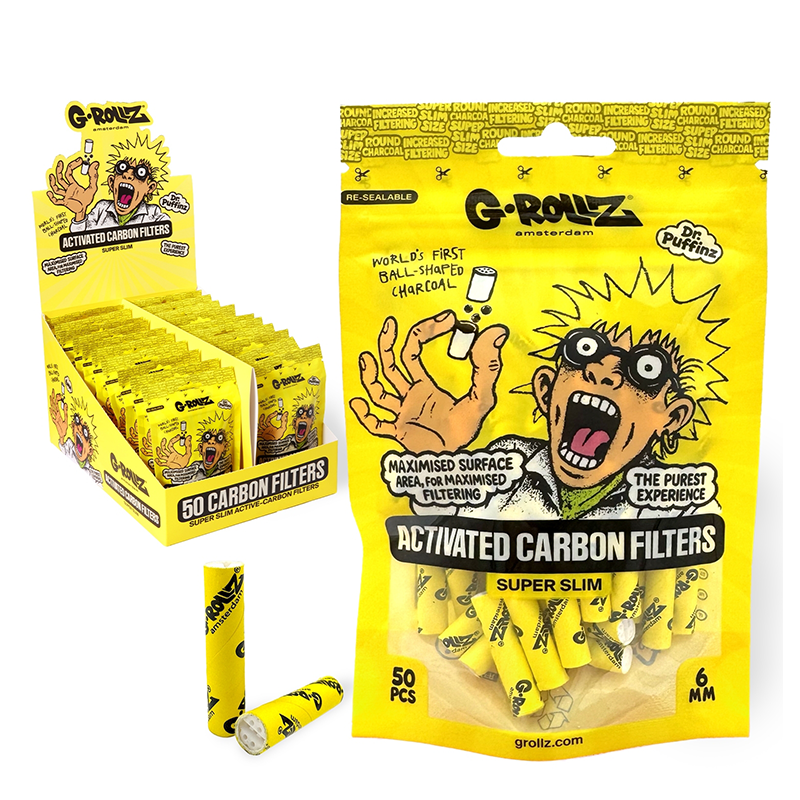 G-Rollz | Activated Carbon Filters - Ø6mm Yellow - 50 Filter Tips