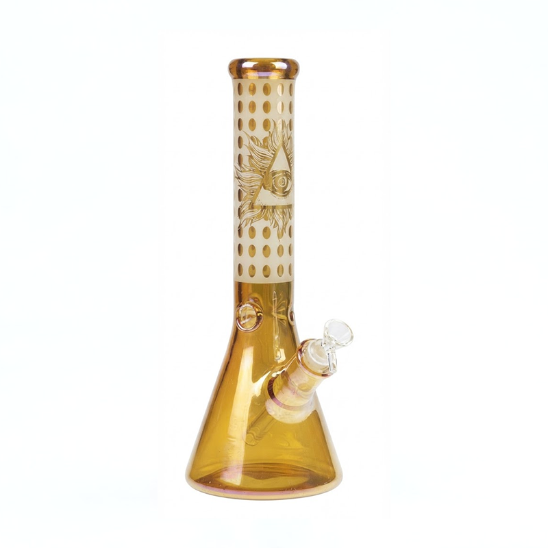 Beaker Gold Stunning Iridescent  Metallic Finish Glass Bong 35cm SS-7306