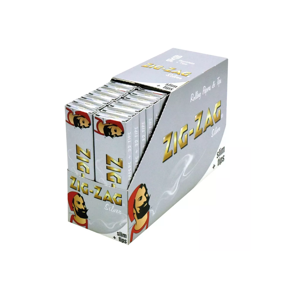 Zig Zag Silver Connossiour Rolling Paper & Tips 32 Pack
