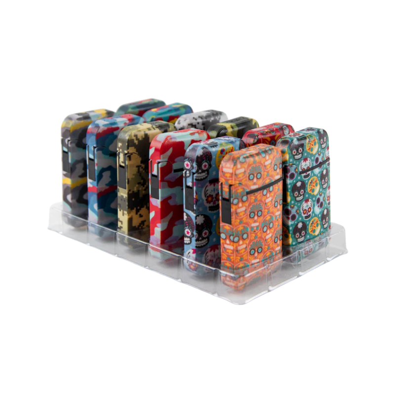 Zengaz Zl-13 Camo And Calavera Wing Jet Lighters (12 Pack)