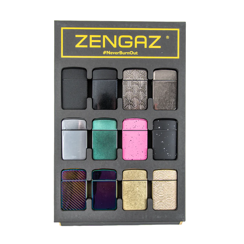 Zengaz ZL-12 Metal RoyaltyMixed Design Turbo Lighters (12 Pack)