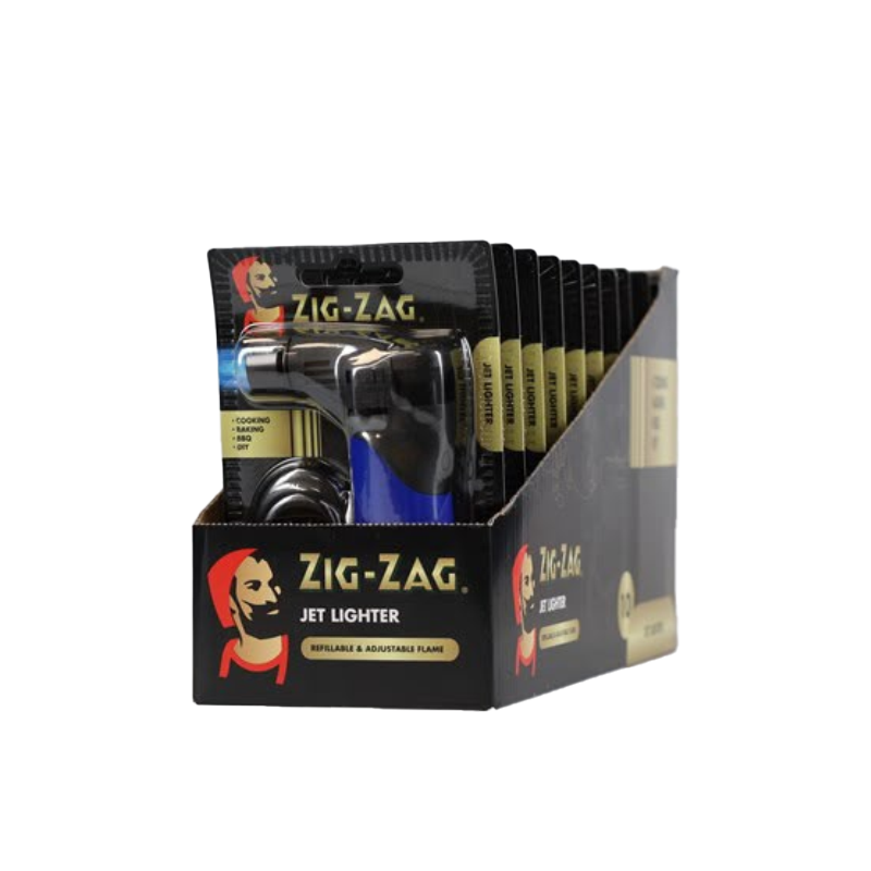 Zig Zag Refillable Jet Lighter – Assorted Colours Box of 10