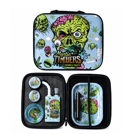 Zipper Set Smoking Zombi Party with Ashtray, Grinder, Tray, Bong and Containers Gift Set SS-0010