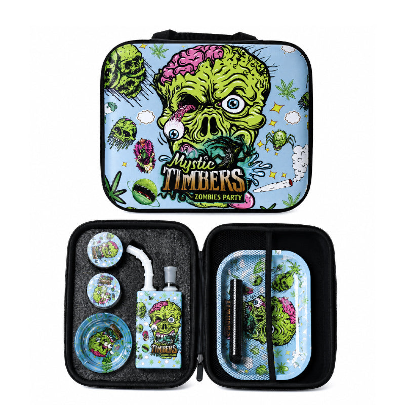 Zipper Set Smoking Zombi Party with Ashtray, Grinder, Tray, Bong and Containers Gift Set SS-0010