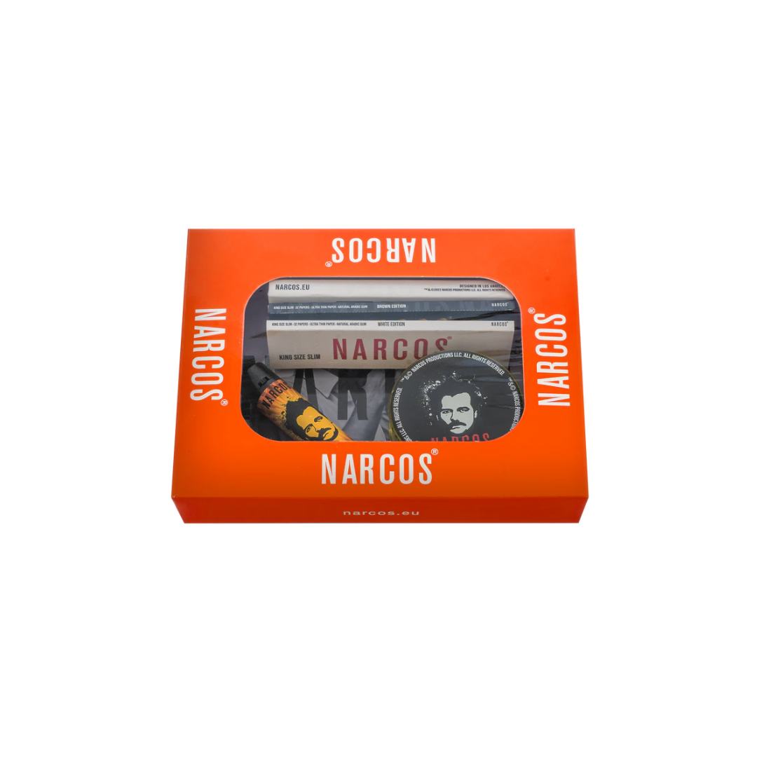 NARCOS ROLLING TRAY WHITE EDITION GiftBox Small 14cm x 18cm Lighter / Grinder/ Kingsize Paper