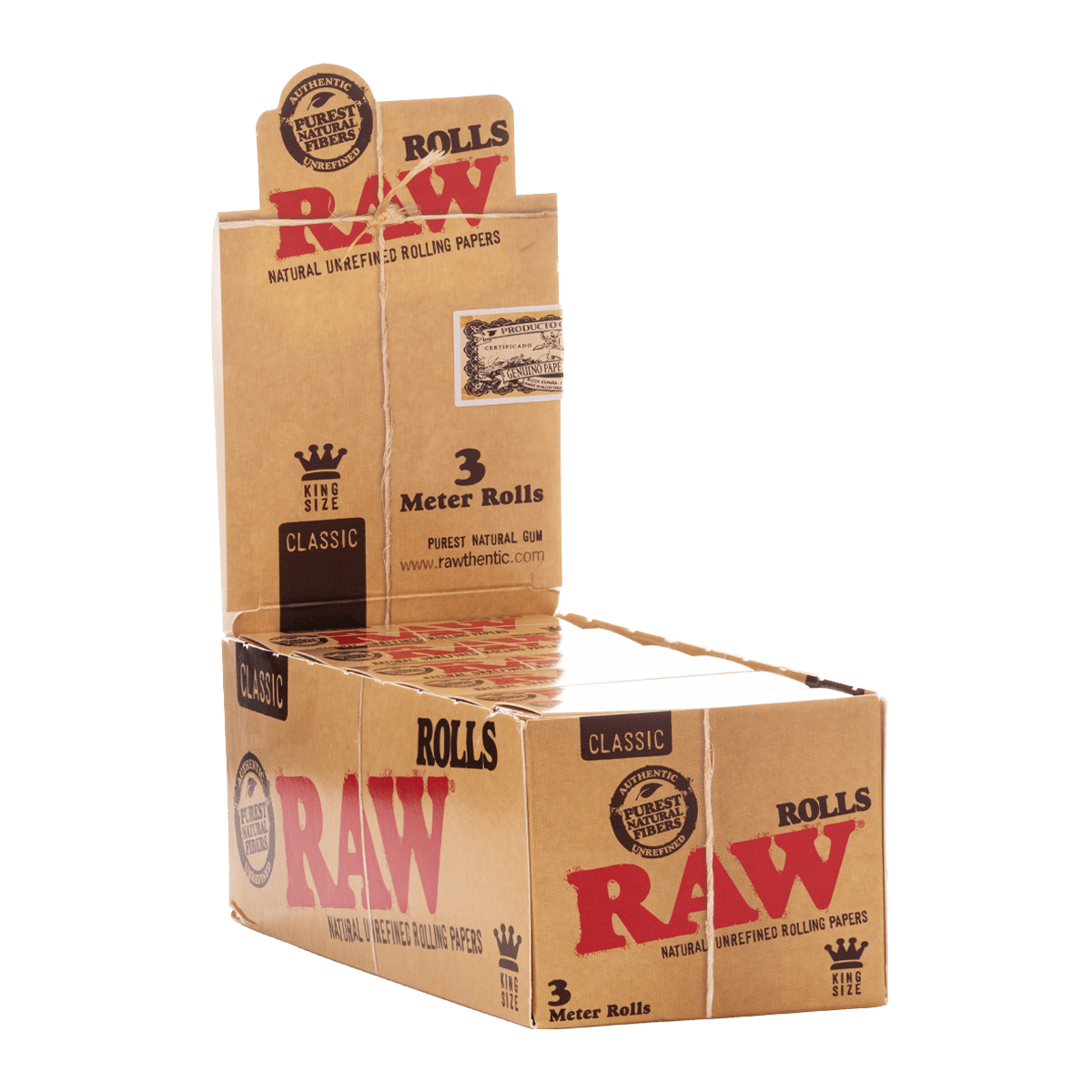RAW Classic King Size Slim Rolls 3 Meter 12 pack