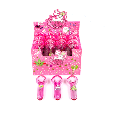 10cm Printed Bold Glass Pipe – Baked Bunny Pink SM-3238 12 per box