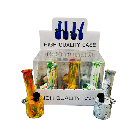 D&K 6inch 15cm Acrylic Printed Bong Assorted x 6 SM-2874